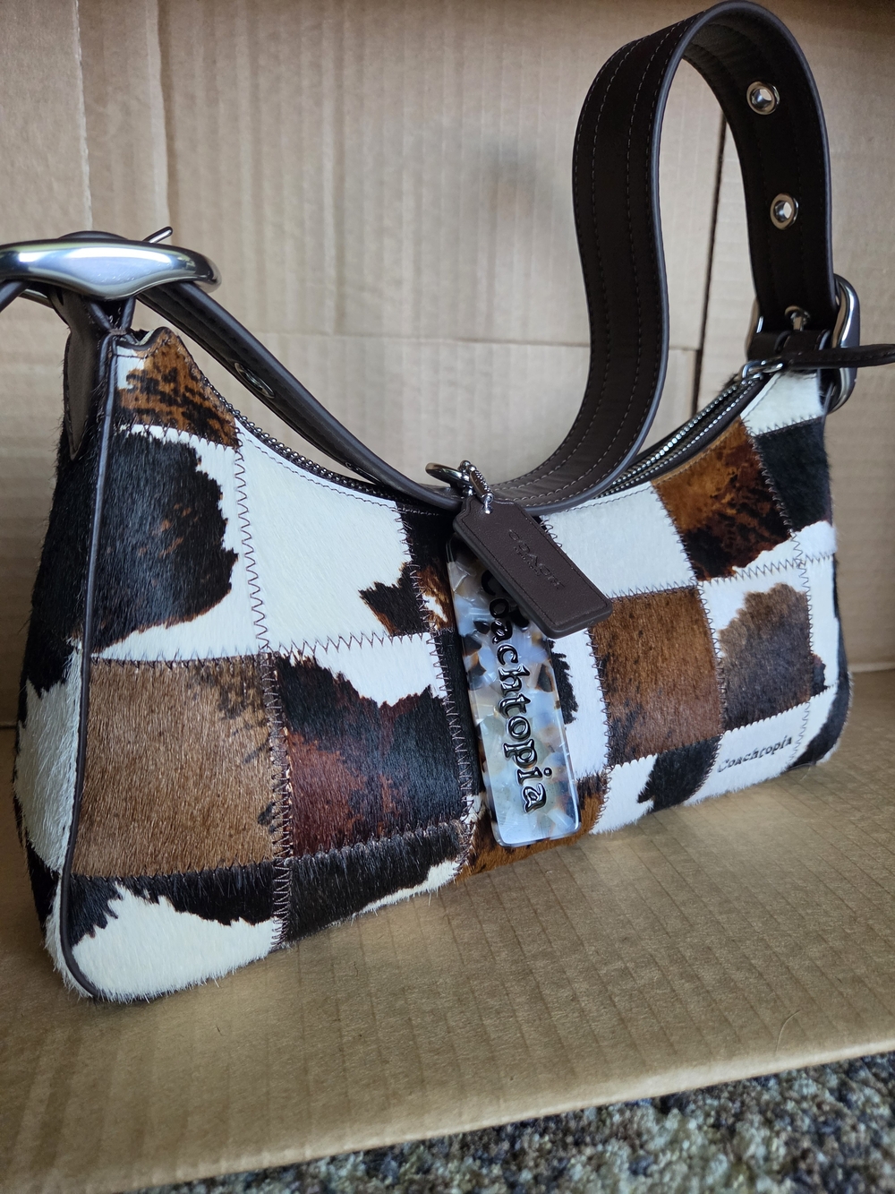 Coachtopia Patchwork Calf Hair Shoulder Bag